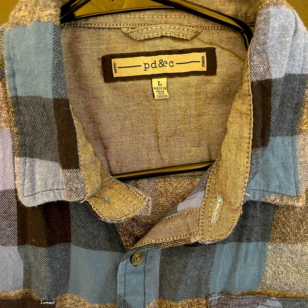 Size large blue plaid sexy look for any day or night out 😉